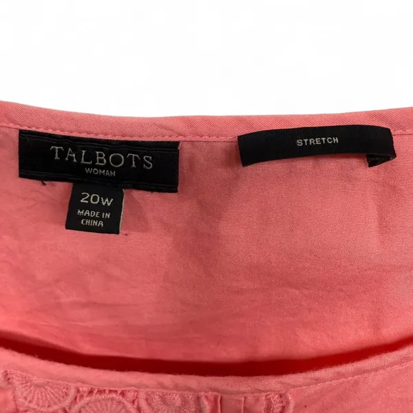 Talbots Woman Pink Eyelet Lace Front Sleeveless Shell - 20W - Image 3