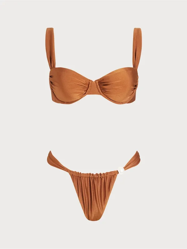 Rihoas Caramel Sweetheart Neck Underwire Bikini Set - Image 3