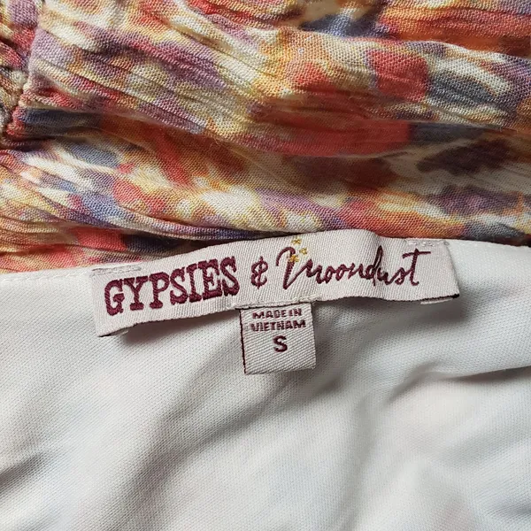 Gypsies & Moondust Mini Sun Dress Small Geometric Tie Shoulder Boho - Image 5