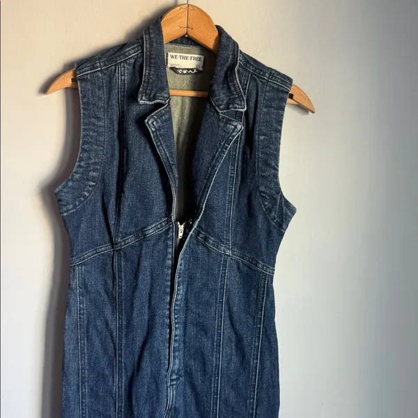 Free People CRVY Ring The Alarm Denim Jumpsuit. XS - Image 8