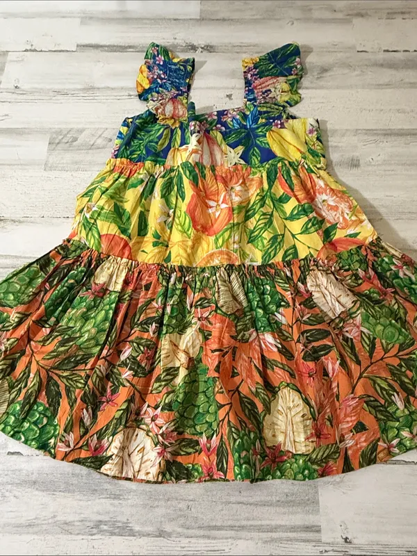 FARM Rio Caipirinha Mini Dress Tropical Fruit Flutter Sleeve Size Large - Image 8