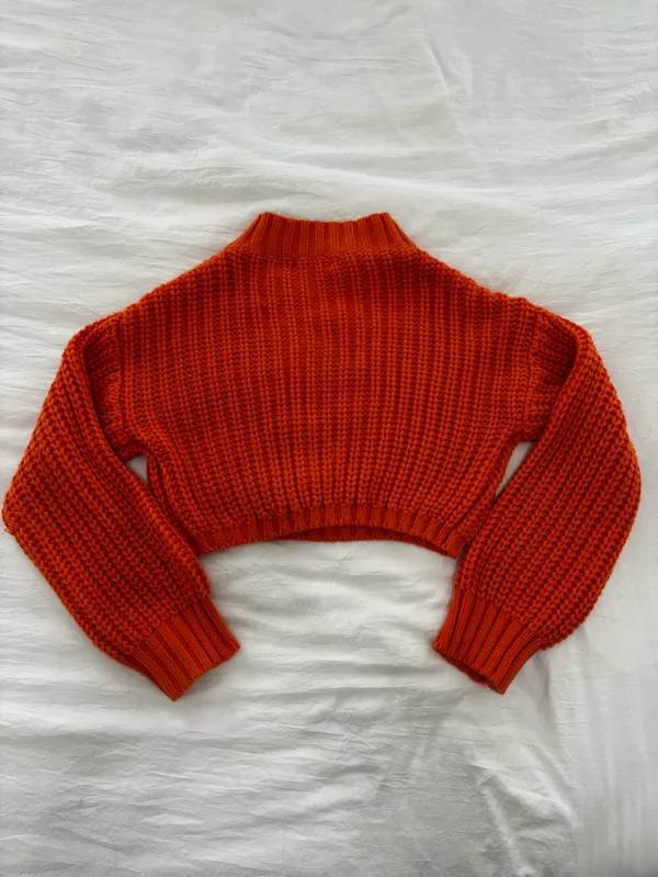 SHEIN Bright Orange Cable-Knit Turtleneck Sweater - Image 3