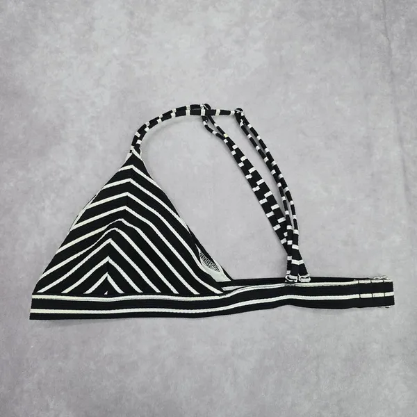 Black White Stripe Triangle Adjustable Hook Bikini Top‎ Swimwear Medium - Image 7