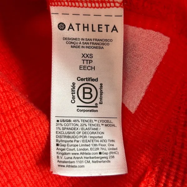 Athleta Womens Red Waffle Knit‎ Oversied Baggy Cropped Hoodie Sweatshirt XXS - Image 5