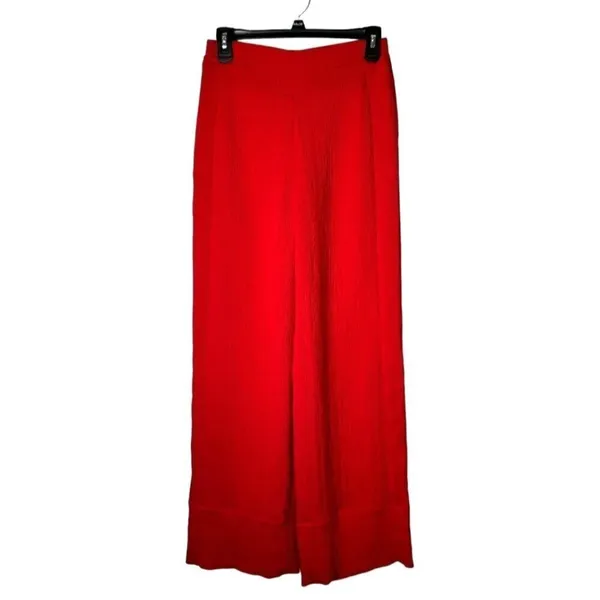 Palmer Harding Pants Women 2 Red‎ Crinkled Fabric Elastic Waist Silence Wide Leg - Image 3