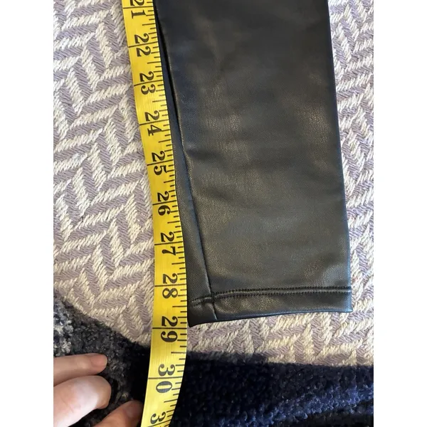 NWT Halara Black Faux Leather Full Length Leggings Pants Size Medium - Image 3