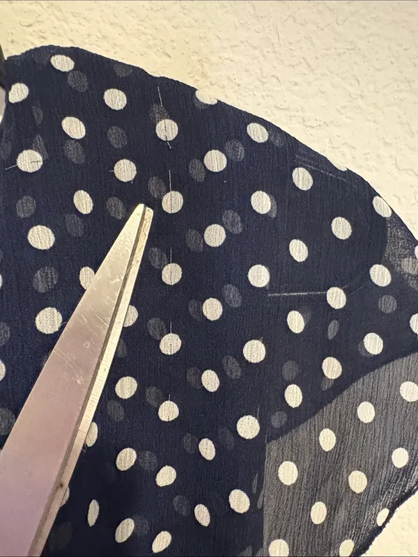 Olivia Matthews Navy Dress with White Polka Dots and ruffles - Image 7