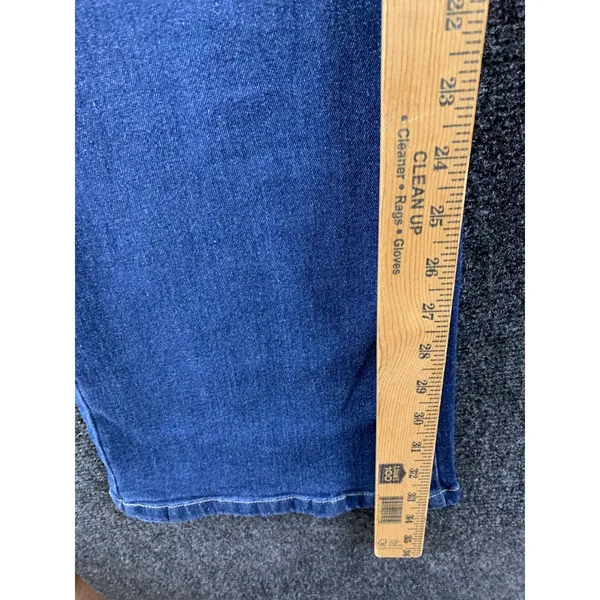 High Waisted Flare Jeans Medium Wash Distress Fade Womens Size S NEW - Image 9