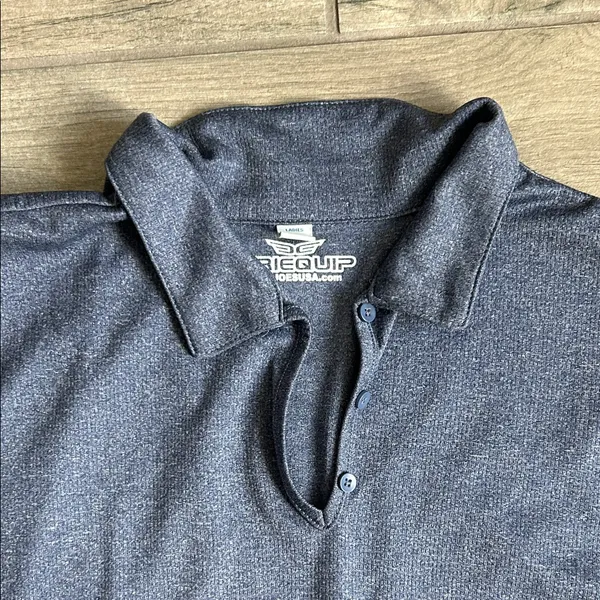 Women's Heathered Blue Short Sleeve Polo - Image 3