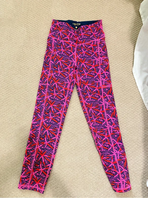 Lilly Pulitzer Luxletic Weekender High Rise Leggings Passion Fruit Pink Star - Image 6