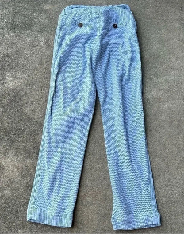 Free People Striped Tie Waist Pants Blue White Womens Cotton 0 - Image 2