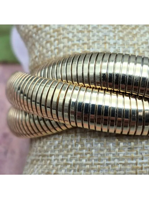 Gold Tone Triple Snake Chain Bracelet Intertwined Statement Chunky - Image 5