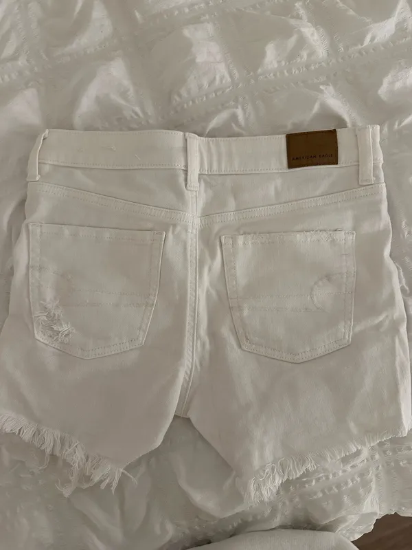 White American Eagle Ripped Jean Shorts - Image 2