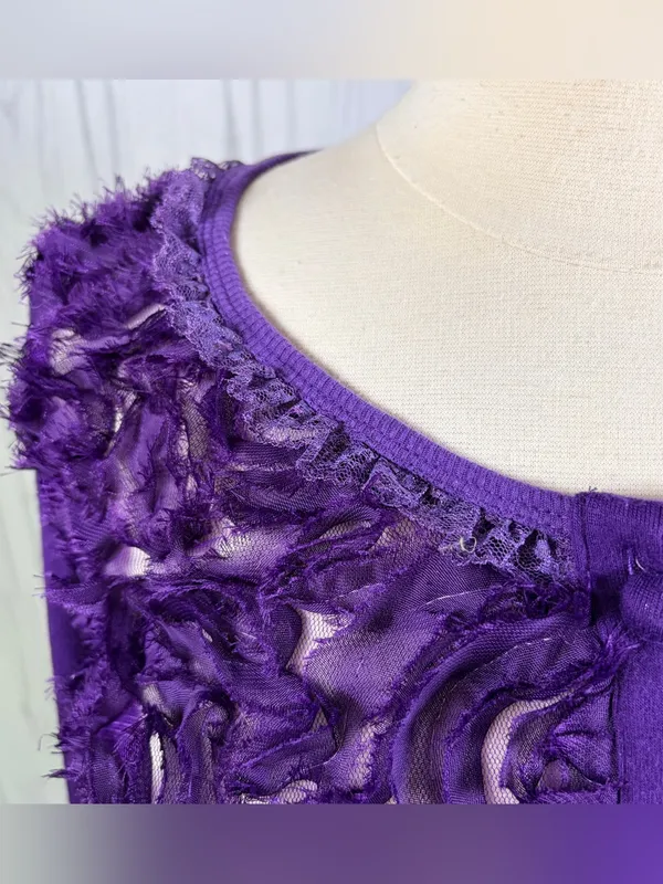 RYU Purple‎ Very Fairy Coquette Mesh Front Button-up Cardigan, Large - Image 4