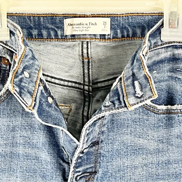 ABERCROMBIE & FITCH The Ankle Straight High Rise Button Fly Jeans Size 26 Casual - Image 5