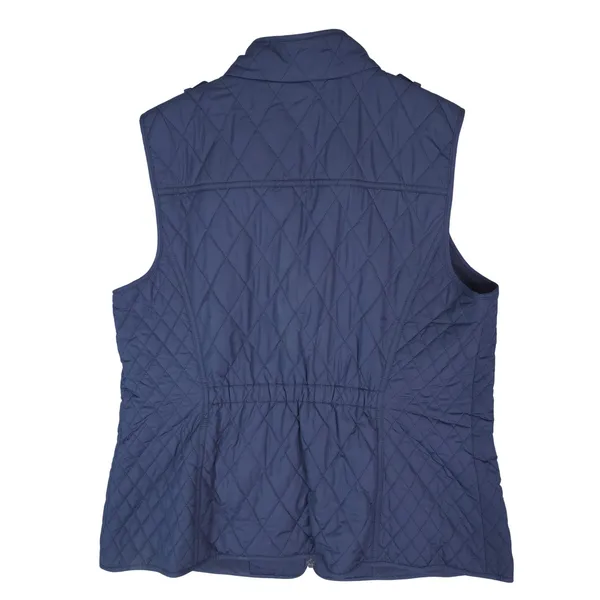 Talbots Quilted Vest Women Large Navy Blue Diamond Fleece Lined Full Zip - Image 2