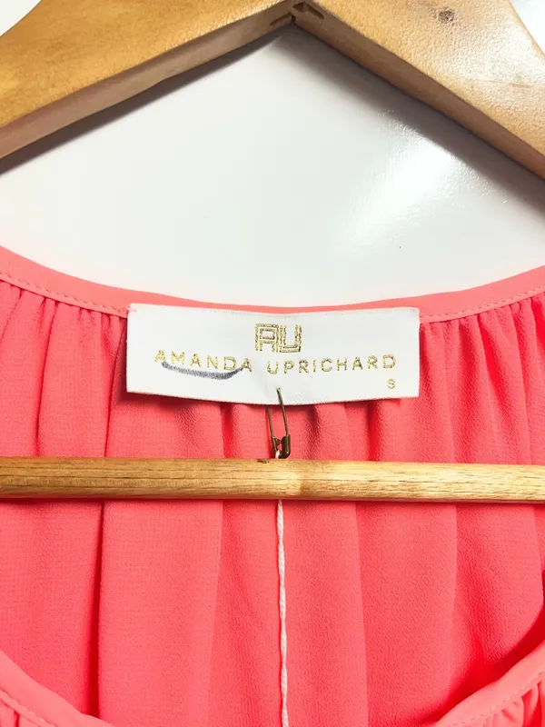 NEW Amanda Uprichard short cold shoulder dress in coral peach size small - Image 4