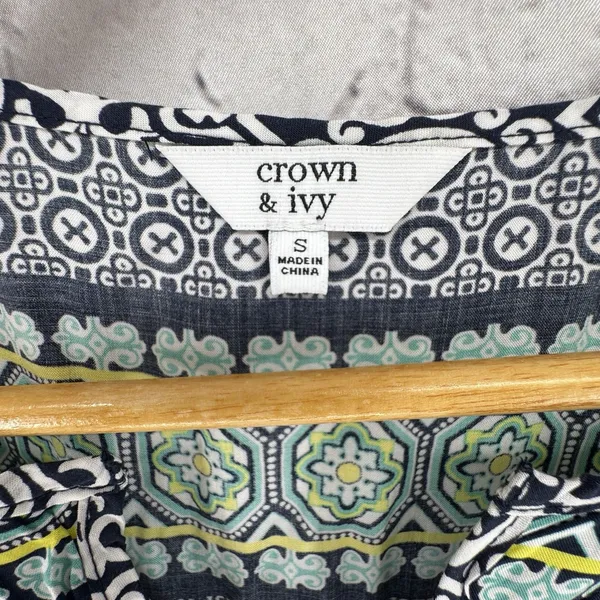 Crown & Ivy Dress Small Navy Sleeveless Shift Sundress Lightweight Boho Hippy - Image 5