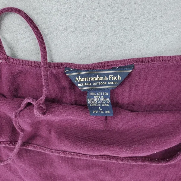 Abercrombie & Fitch Cami Tank Top Women L Burgundy Solid Cotton Spaghetti Strap - Image 2