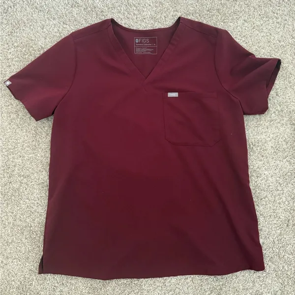 FIGS Catarina One-Pocket Scrub Top size XL Burgundy - Image 2