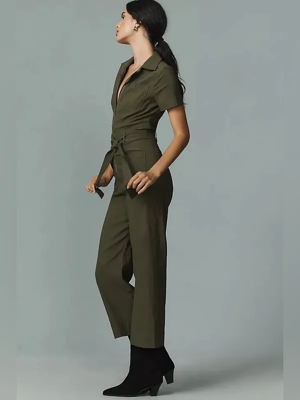 Maeve Anthropologie Collete Linen Blend Utility Zip-Front Jumpsuit Size 0 - Image 2