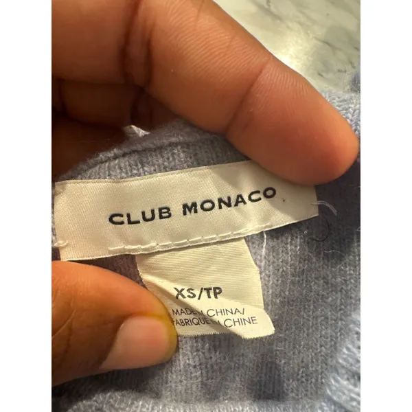 Club Monaco Womens Blue Wool Alpaca Blend Mock Neck High Low Sweater XS - Image 7