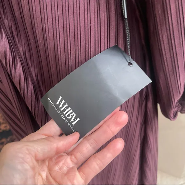 White House | Black Market NWT Sz 0P Burgundy Pleated Cutout‎ Maxi Dress w. Chain Orig Price $250 - Image 14