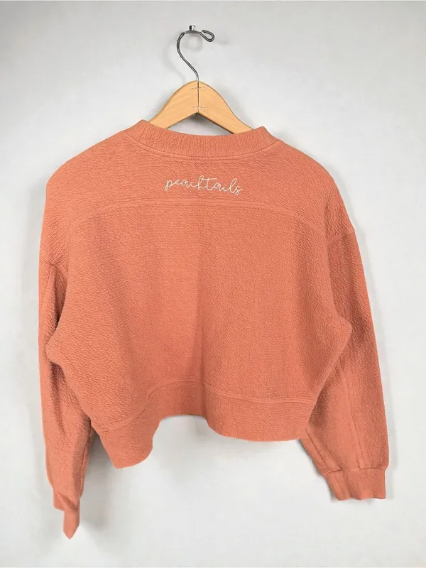 Peachtails Textured Cropped‎ Crewneck Sweatshirt - Image 2