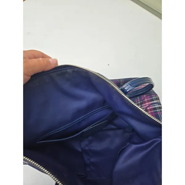 COACH poppy tartan signature tote bag blue/purple F-20109 - Image 5