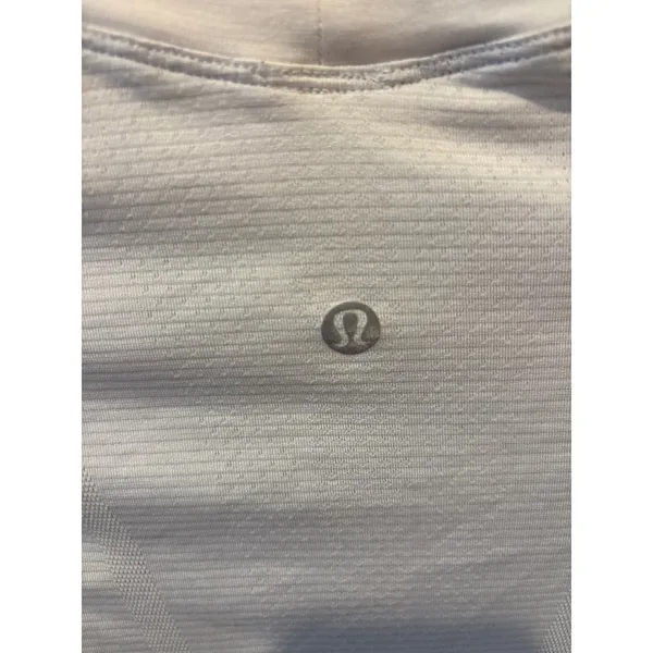 Lululemon Swiftly Tech Long Sleeve 2.0 Shirt White Grey Striped Slim Fit - Image 3