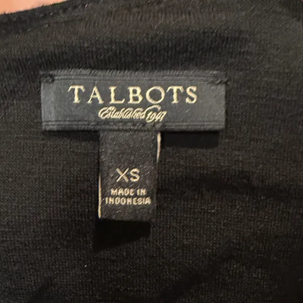Talbots- Wool Blend Black Long Sleeve Waist Ruching Midi Dress Classic- Size XS - Image 3