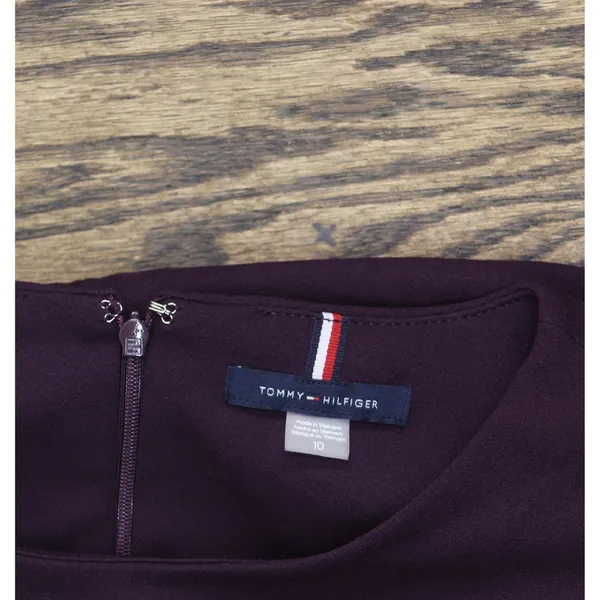 Tommy Hilfiger Womens 3/4 Sleeve Ruffled Hem Dress A3IC15MD Aubergine Purple 10 - Image 3