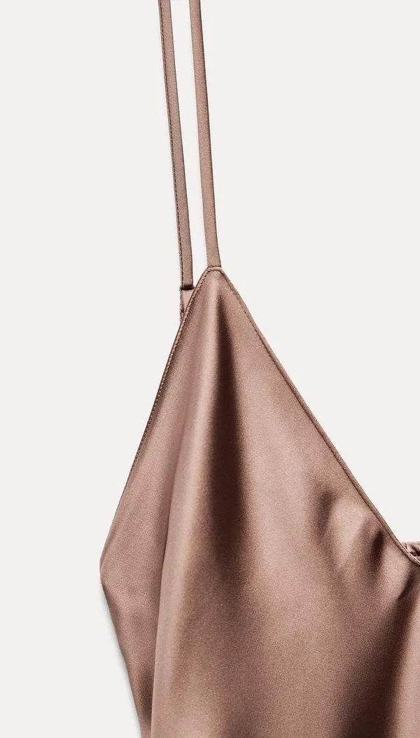 Zara dress midi maxi satin wedding lingerie chocolate brown party cocktail - Image 13