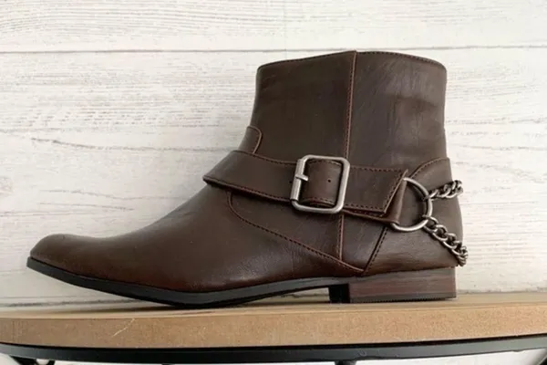 Zara TRF Brown Pointed Booties with Chain Detail - Image 15