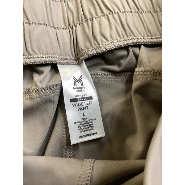 Member's Mark Womens Travel Wide Leg Pants Taupe Brown‎ Stretch Size L NWT - Image 2