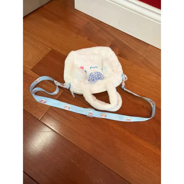 Sanrio Cinnamoroll Crossbody Bag Girls White Faux Fur‎ Plush Handbag Small 8in - Image 11