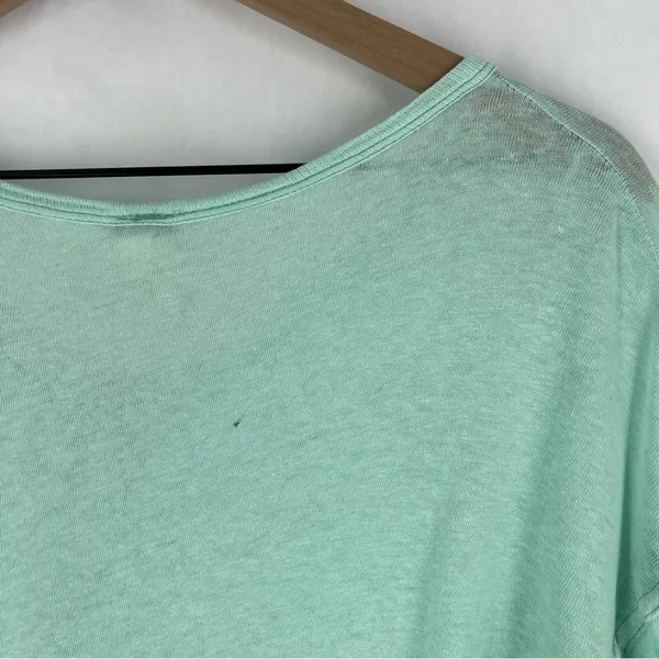 We The Free Sheer Aqua Mint‎ Green Linen Blend Relaxed Fit Dolman Henley Top - Image 13