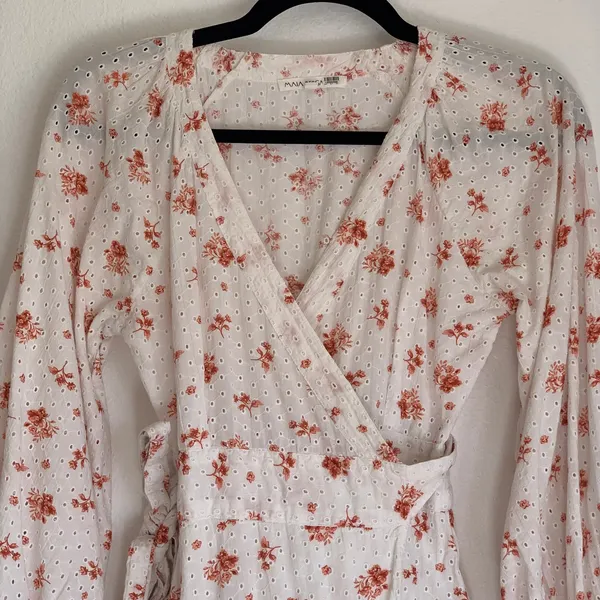 Maia Bergman Floral Ines Pink Floral Mini Wrap Dress‎ in White - Image 5
