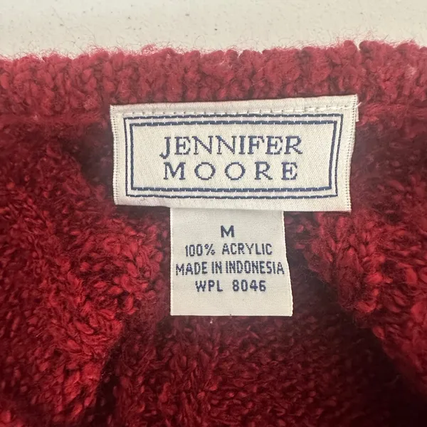 Jennifer Moore Red Knit Cardigan Sweater Pearl Button Front Womens‎ Medium - Image 7