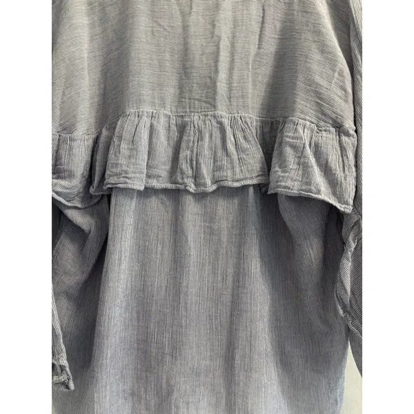 Maeve Anthropologie Women’s Blue White Striped Ruffle Sleeve Cotton Top Small - Image 12
