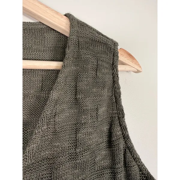 Madewell Olive Green Basketweave Knit‎ Button Front Sweater Vest NN249 Womens XS - Image 6
