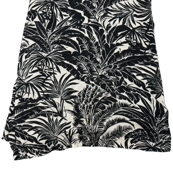 Womens M Black White Tropical Print Wide Leg Palazzo Pants Pull On Beach Resort - Image 9