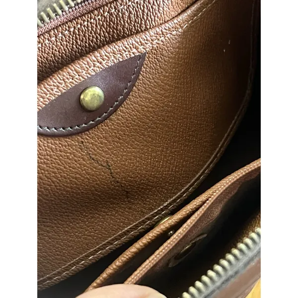 Dooney &Bourke Vintage Brown And Black All Weather Leather Sat Hel Crossbody Bag - Image 15