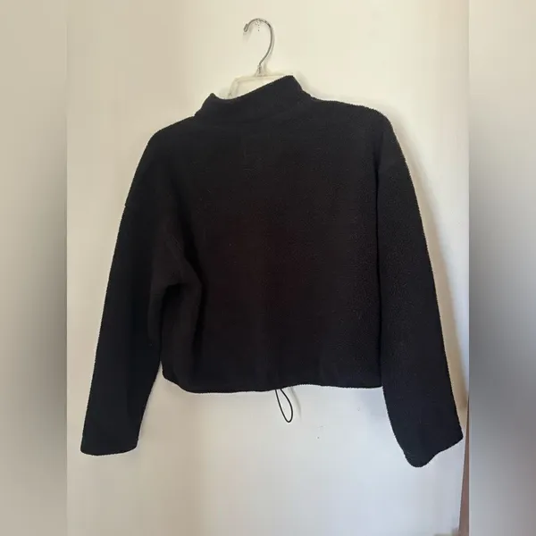 American Eagle Quarter Zip Fleece Pullover Small Black - Image 8