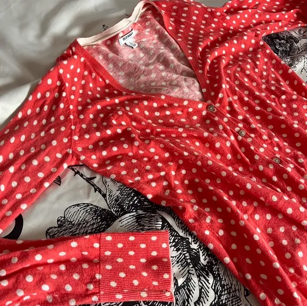 Old Navy Red Polka Dot Button-Up Cardigan Top - Image 4