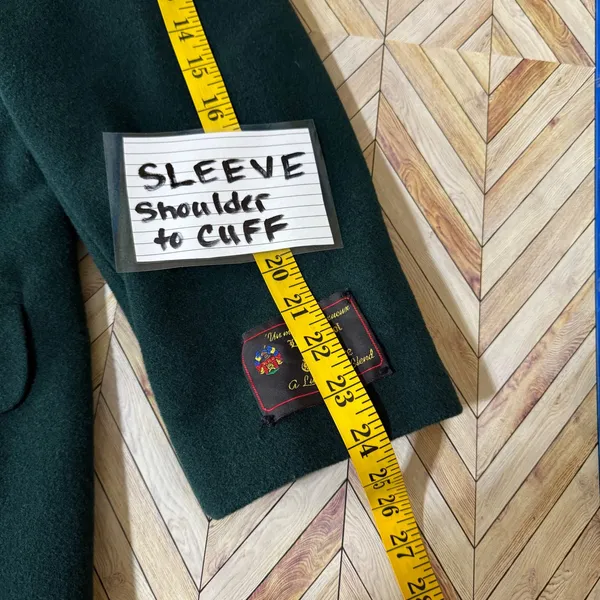 Vtg Wool Cashmere‎ Blend Blazer Dark Green Women 16 Pea Coat Single Breasted - Image 14