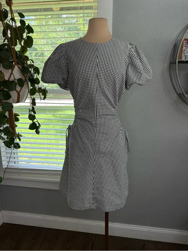 Oak + Fort Gingham Mini Dress with Side Cutouts - Image 3