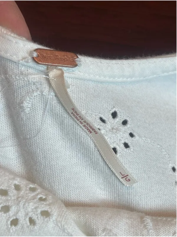 Free People White Eyelet Long Sleeve Drop Waist Mini Dress Sz L/G Romantic Boho - Image 12
