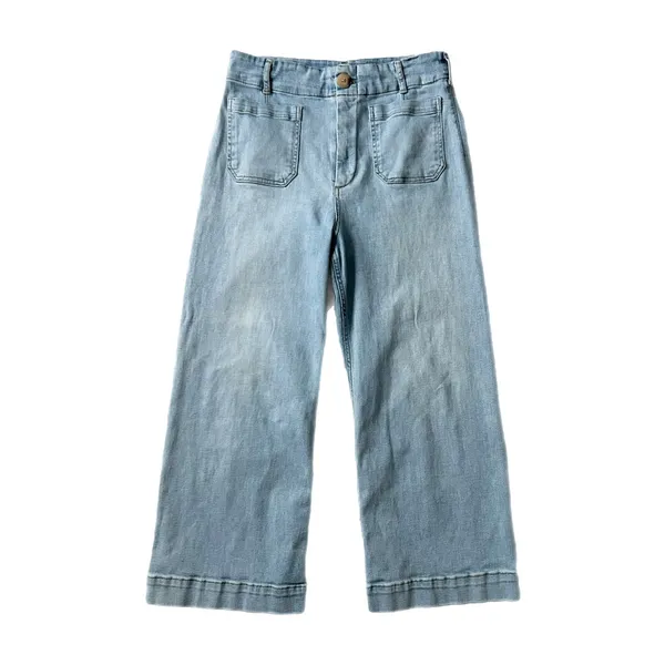 Maeve Anthropologie The Colette Crop Wide Leg High Rise Jeans Light Wash Size 31 - Image 2