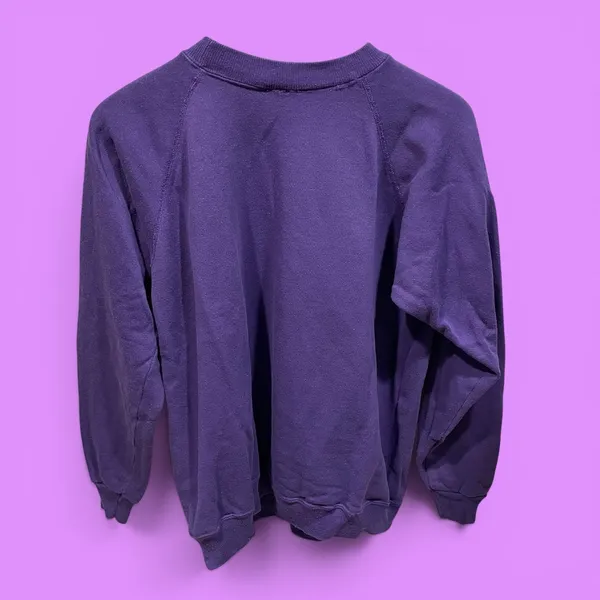 Cute vintage 80s Hanes purple plum fairy puff paint broken in sweatshirt grapes - Image 2